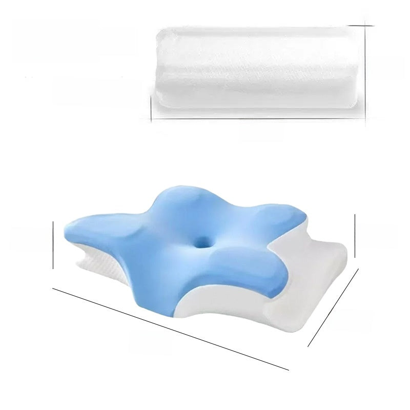 Almohada de espuma viscoelostica con forma de mariposa para soporte cervical