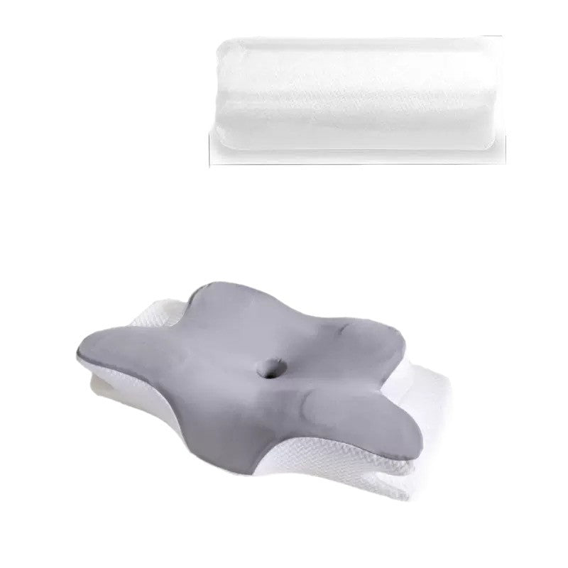 Almohada de espuma viscoelostica con forma de mariposa para soporte cervical