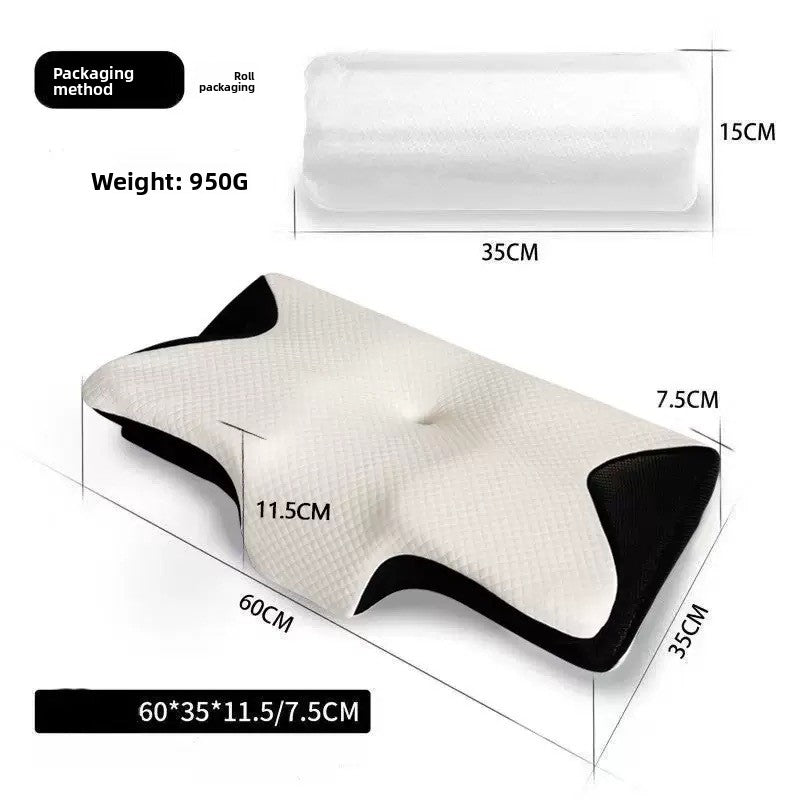 Almohada de espuma viscoelostica con forma de mariposa para soporte cervical