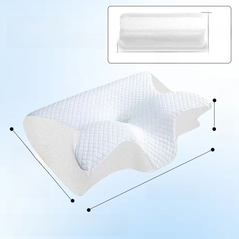 Almohada de espuma viscoelostica con forma de mariposa para soporte cervical