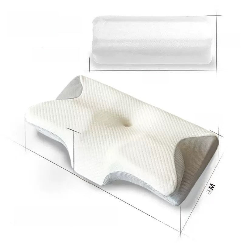 Almohada de espuma viscoelostica con forma de mariposa para soporte cervical