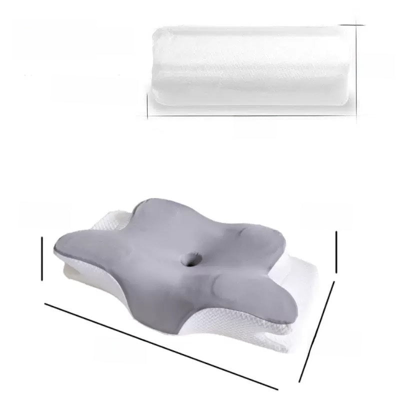 Almohada de espuma viscoelostica con forma de mariposa para soporte cervical