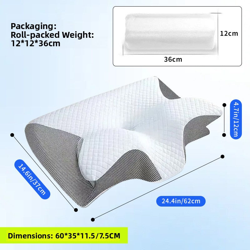 Almohada de espuma viscoelostica con forma de mariposa para soporte cervical