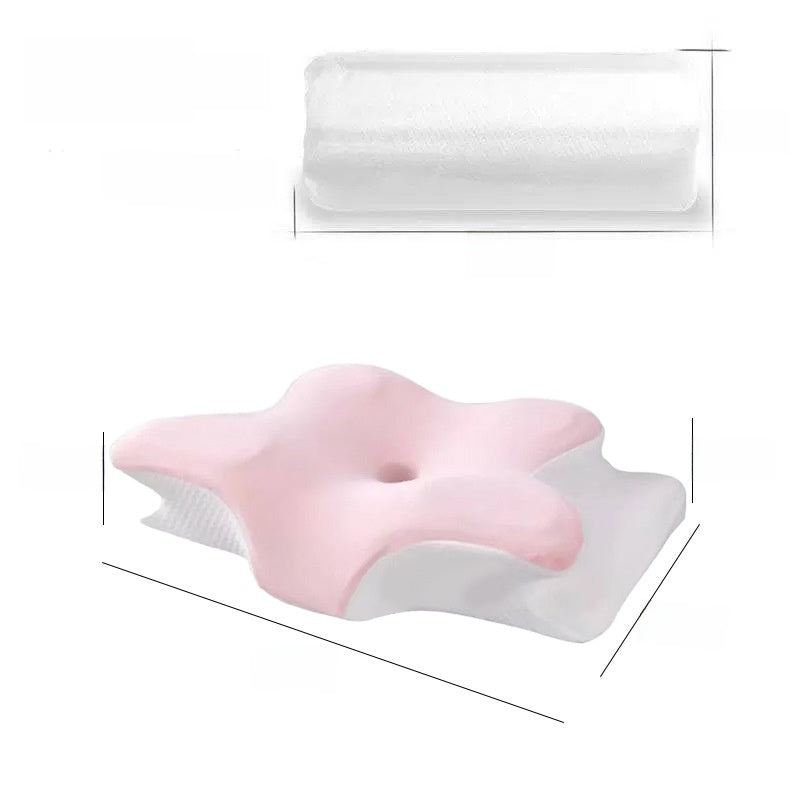 Almohada de espuma viscoelostica con forma de mariposa para soporte cervical