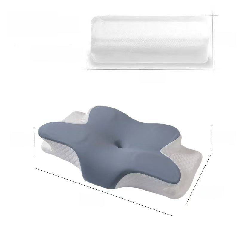 Almohada de espuma viscoelostica con forma de mariposa para soporte cervical