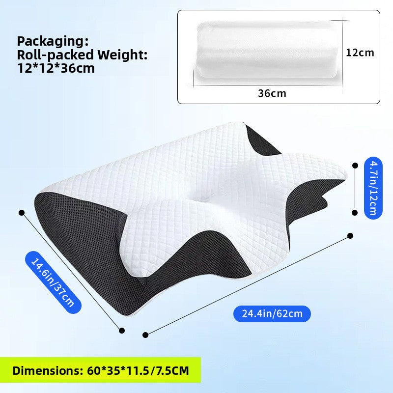 Almohada de espuma viscoelostica con forma de mariposa para soporte cervical